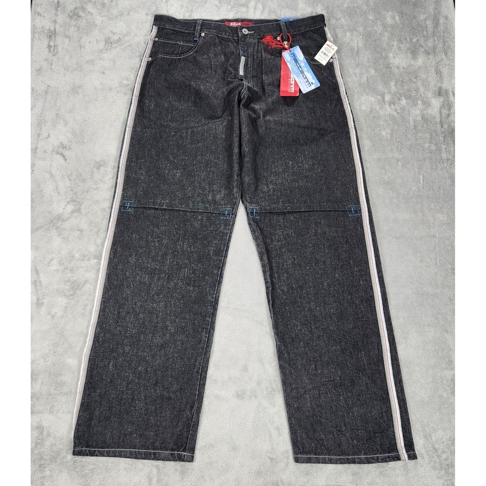 Mecca Jeans Mens 38x34 Black Rinse Rare DNM‎ Jonson Selvage Straight Denim Pants